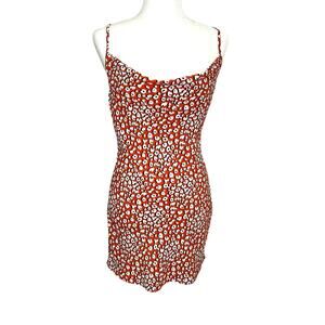Nasty Gal Burnt Orange Cheetah Print Cowl Neck Mini Slip Dress